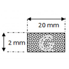 Rechteckige moosgummi  schnur | 2 x 20 mm | Rolle 100 meter